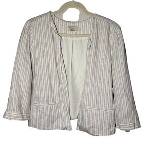 LOFT White and Pink Blazer with‎ Open-Front Design